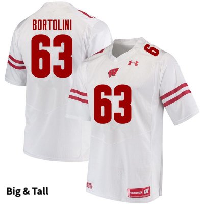 Men's Wisconsin Badgers NCAA #63 Tanor Bortolini White Authentic Under Armour Big & Tall Stitched College Football Jersey DO31I73EA